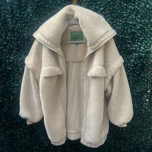 North & Co. Women’s Oversized High Neck Zip-Up Sherpa Jacket Size Small